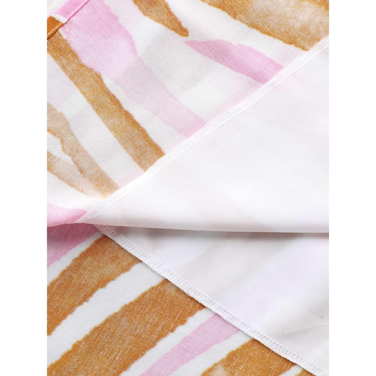 Plus Size Wavy Stripes Neck Tie Tiered Midi Dress Peach Women V-neck Short sleeve Curvy BloomChic 26/4X Product Image