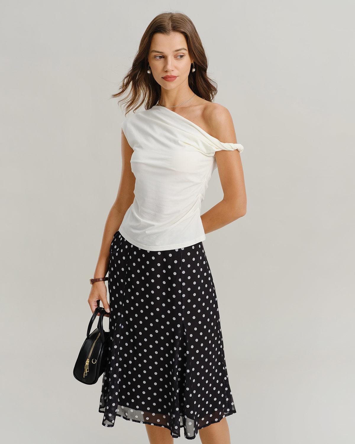 White One-Shoulder Cami Top Product Image