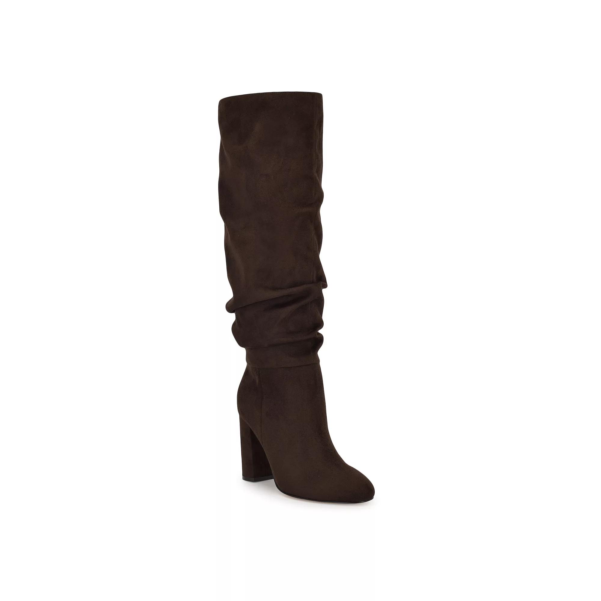Nine West Magnett Women's Block Heel Slouchy Dress Boots, Size: 8.5, Dark Brown Product Image