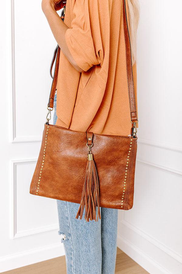 Cityscape Chic Faux Leather Crossbody In Brown Product Image