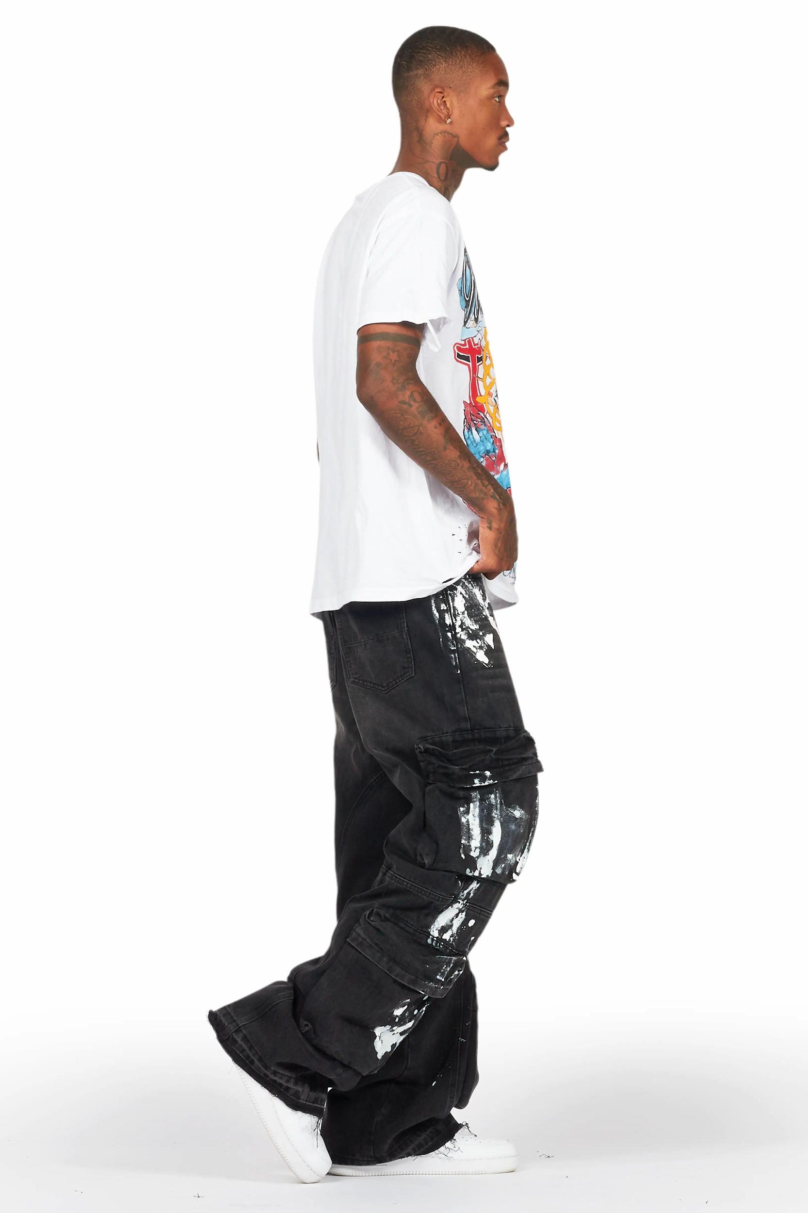 Alary Painter Black Baggy Fit Cargo Jean Male Product Image