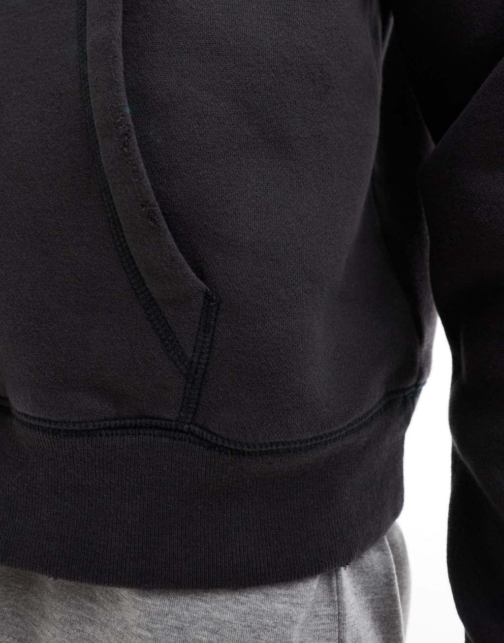 Hollister contrast stitch cropped hoodie in black Product Image