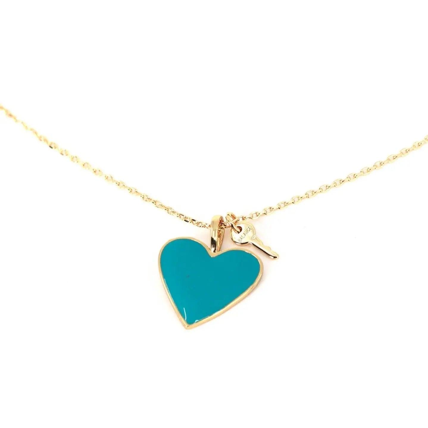 Balance Enamel Heart and Mini Key Necklace Product Image