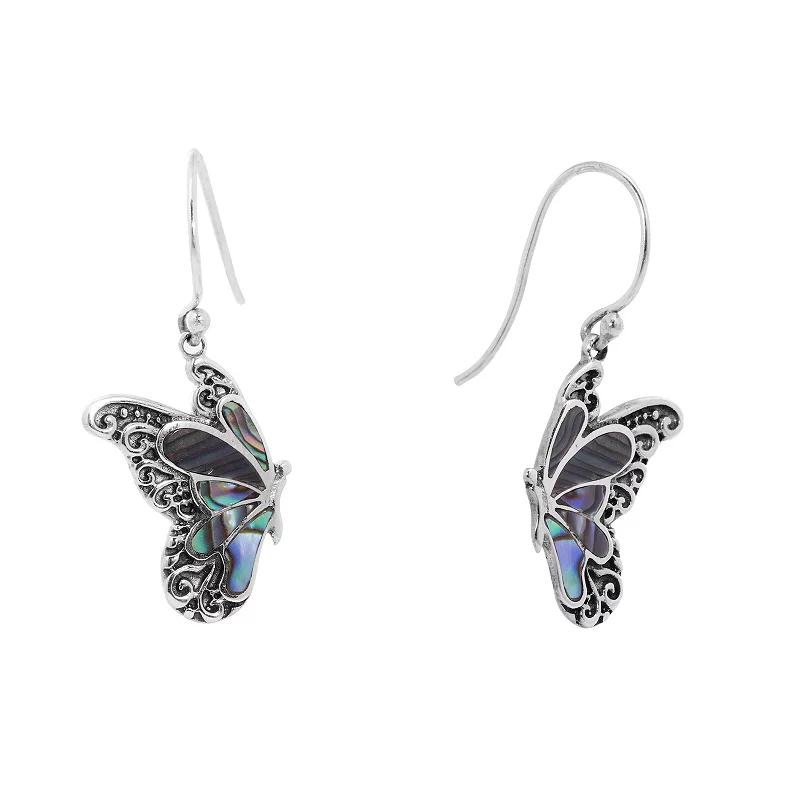 Main and Sterling Oxidized Sterling Silver Butterfly Earrings, Women's Product Image