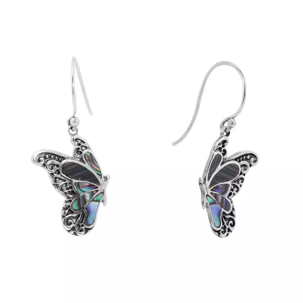 Main and Sterling Oxidized Sterling Silver Butterfly Earrings, Women's Product Image