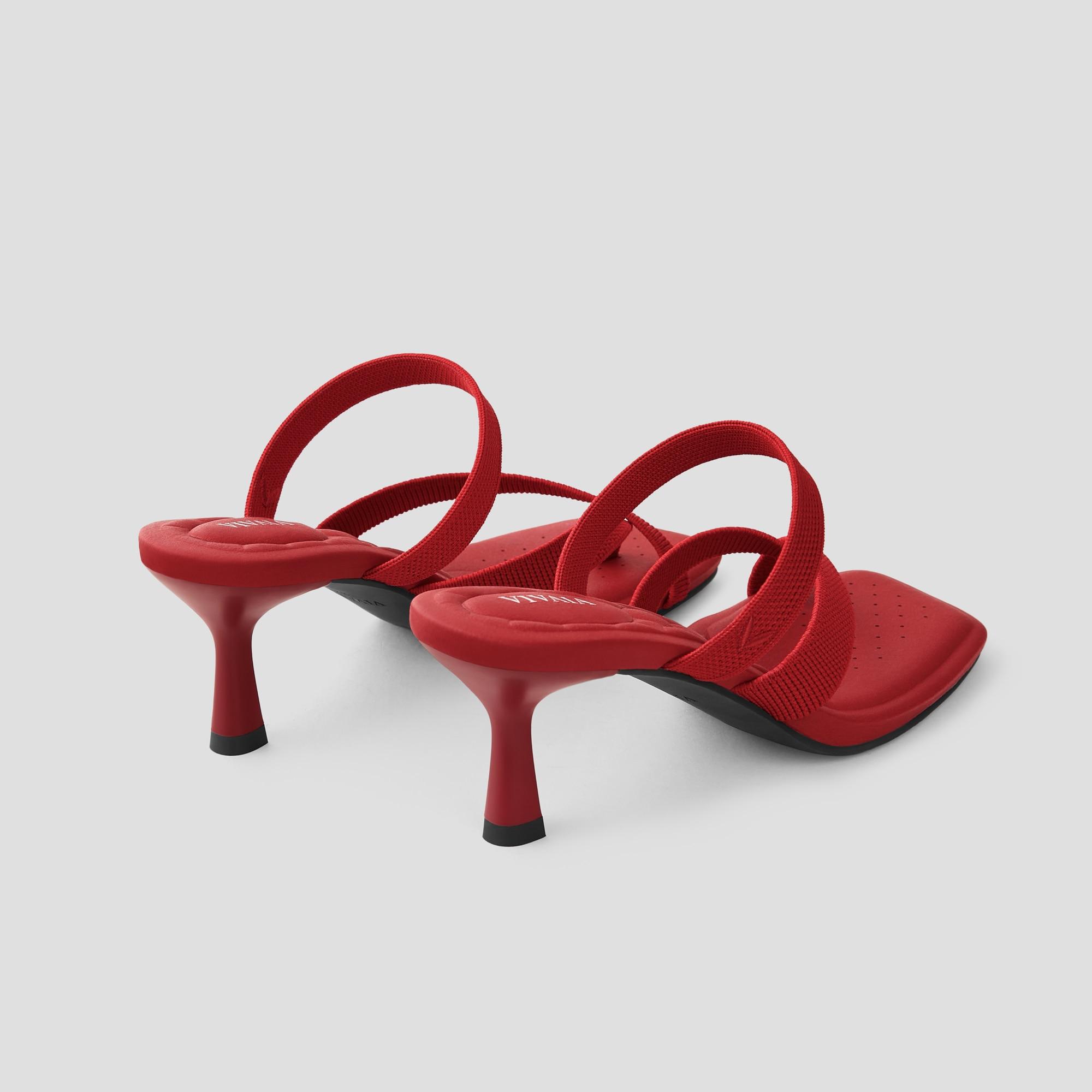 Square-Toe Mid Heel Strappy Sandals (Alina) Product Image