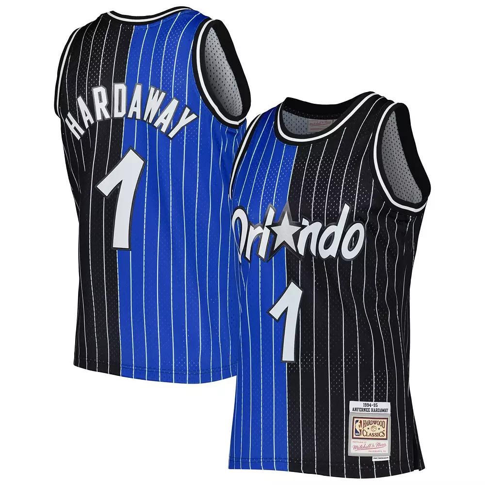 Men's Mitchell & Ness Penny Hardaway Blue/Black Orlando Magic Hardwood Classics 1994-95 Split Swingman Jersey,  Product Image