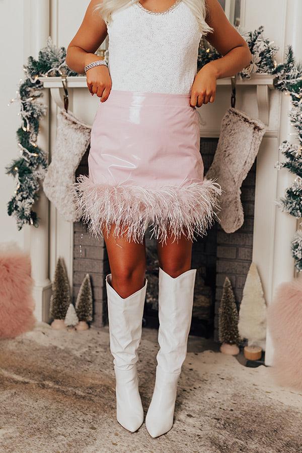The Freesia Patent Feather Skirt In Blush Product Image