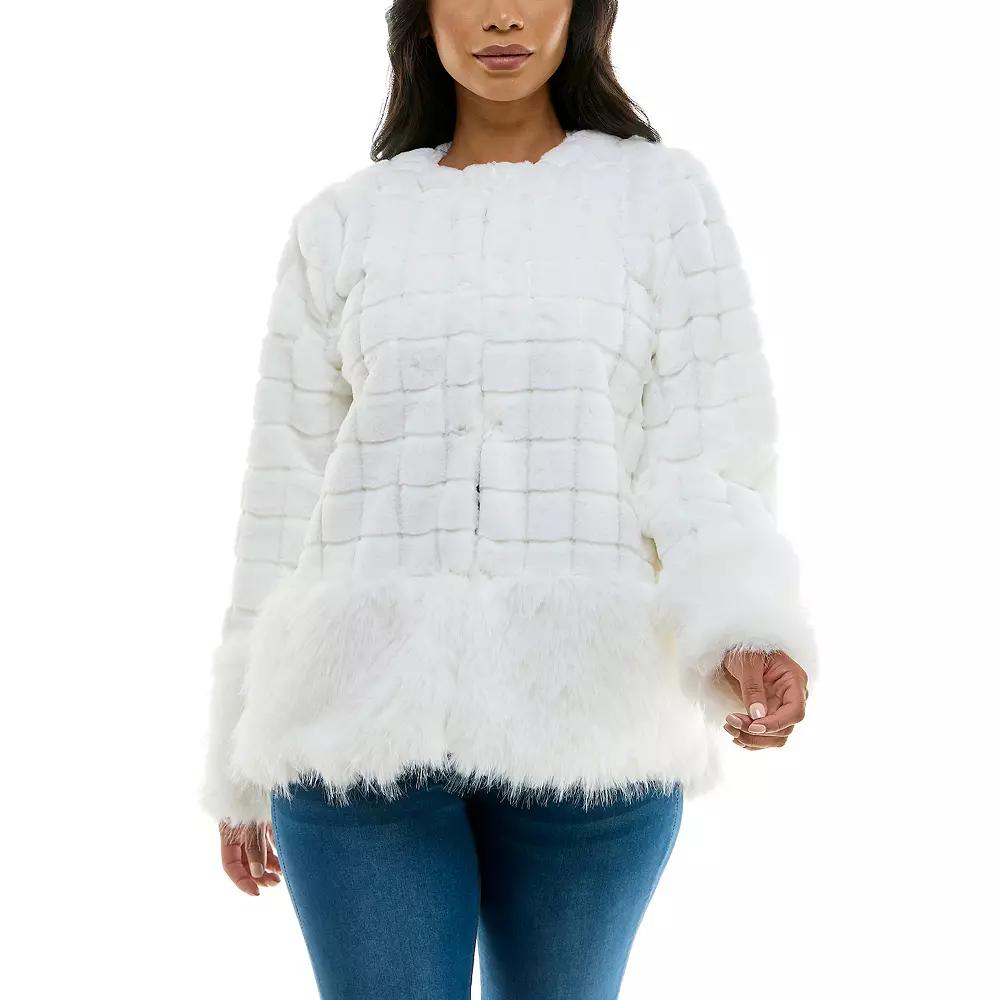 Women's Nina Leonard Mixed Stripe Faux Fur Bolero,  Product Image