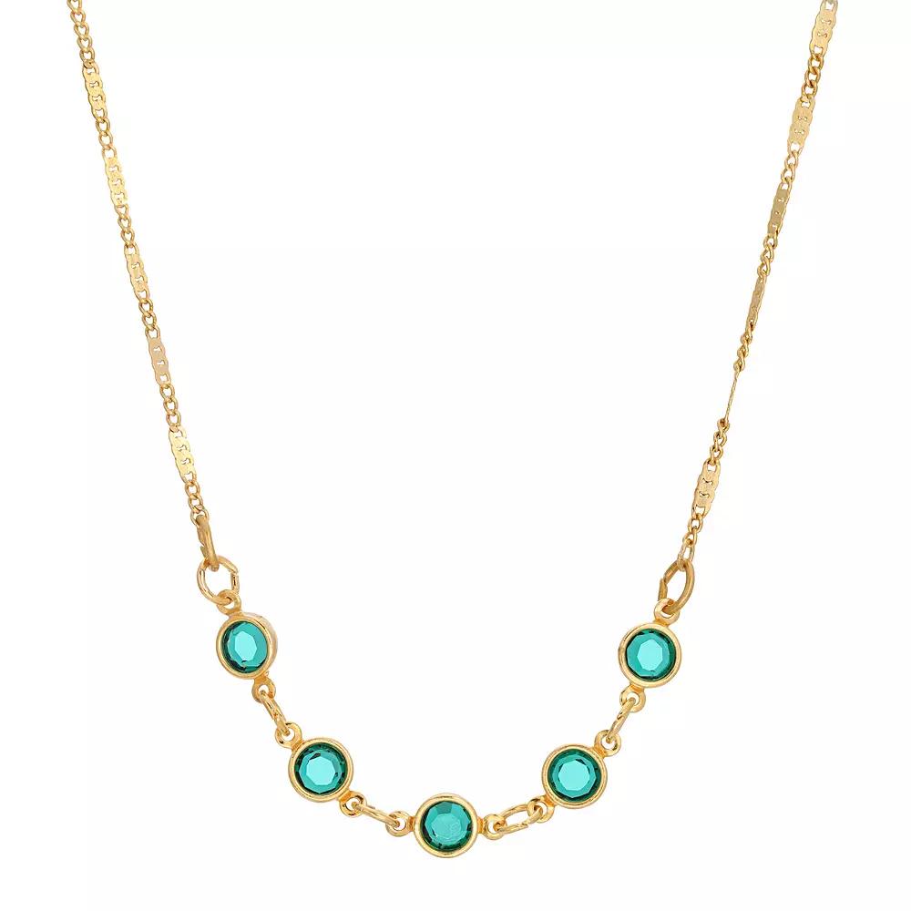 1928 Gold Tone Petite Green Crystal Necklace, Womens Product Image