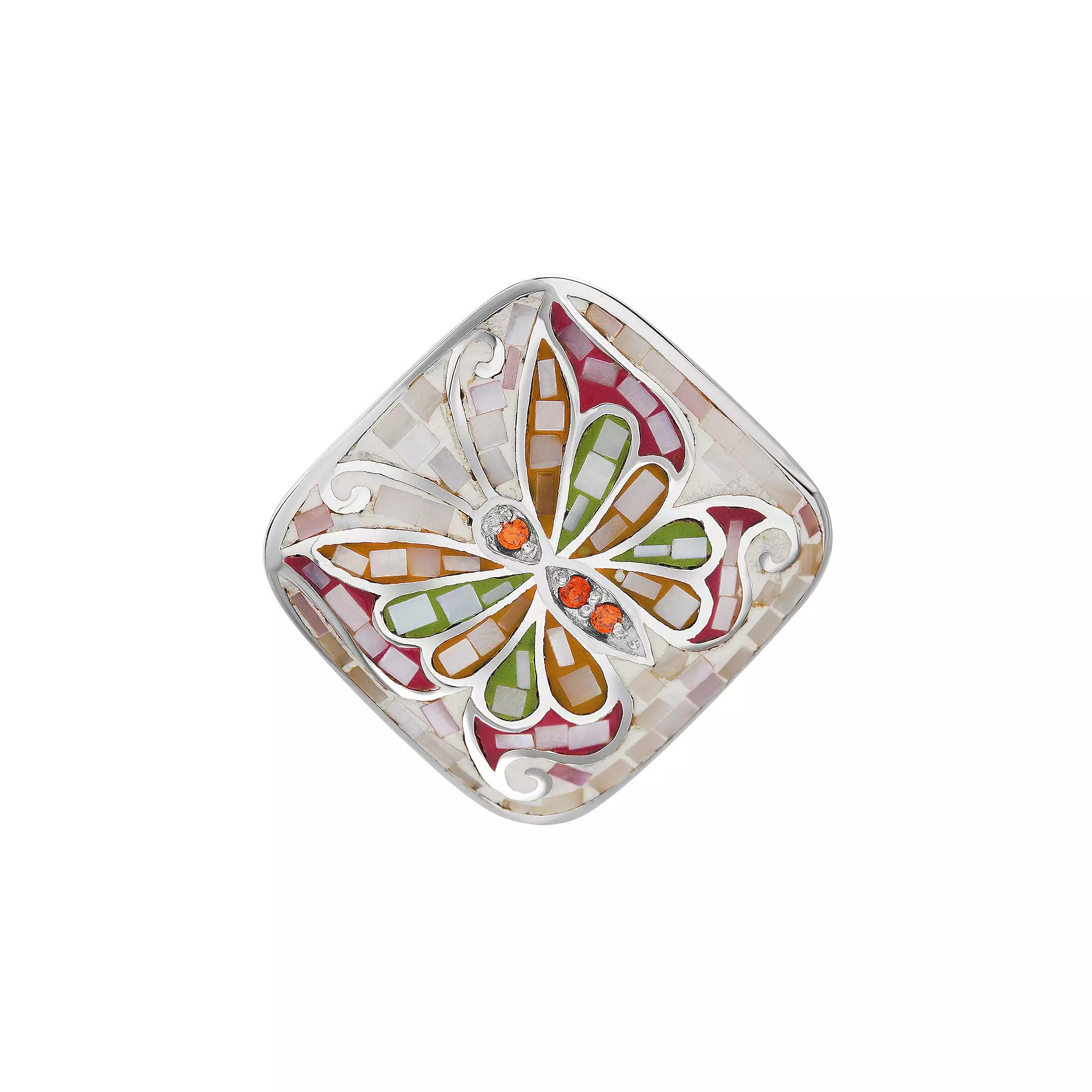 Sterling Silver Mother-of-Pearl Mosaic Butterfly Ring, Women's,  Product Image
