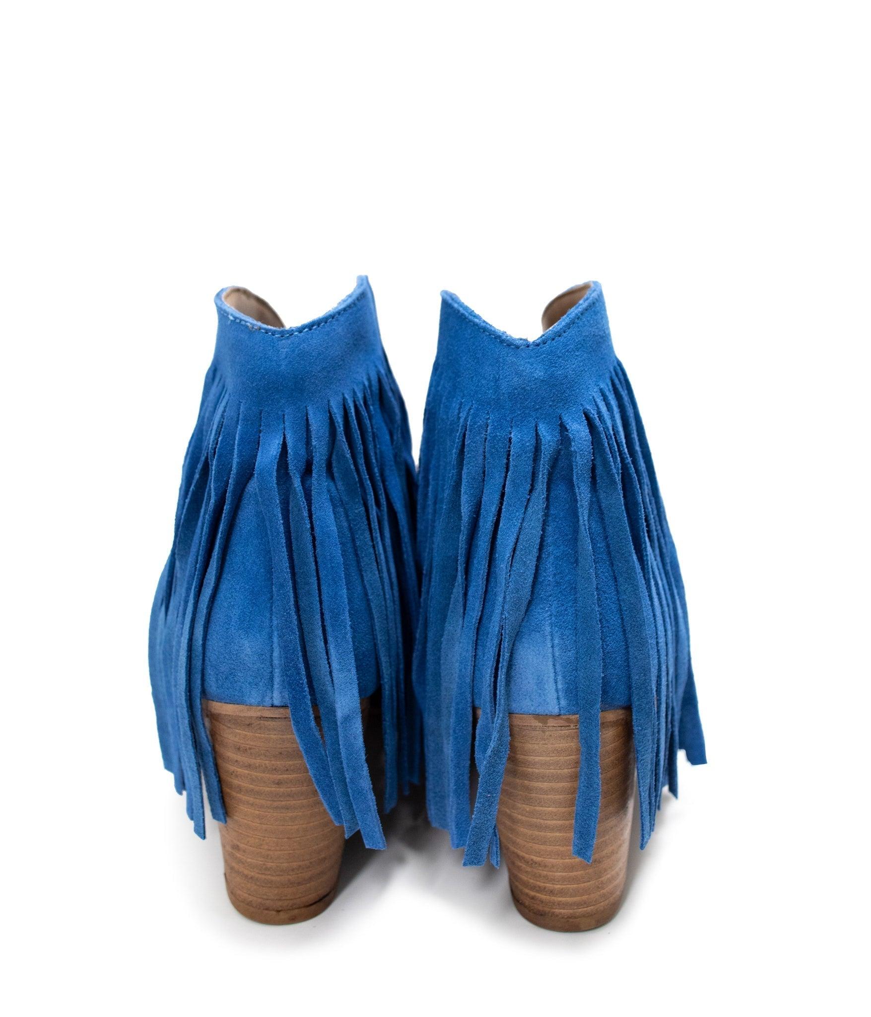 Amos Fringe Ankle Bootie in Blue Suede (Online Exclusive) Product Image
