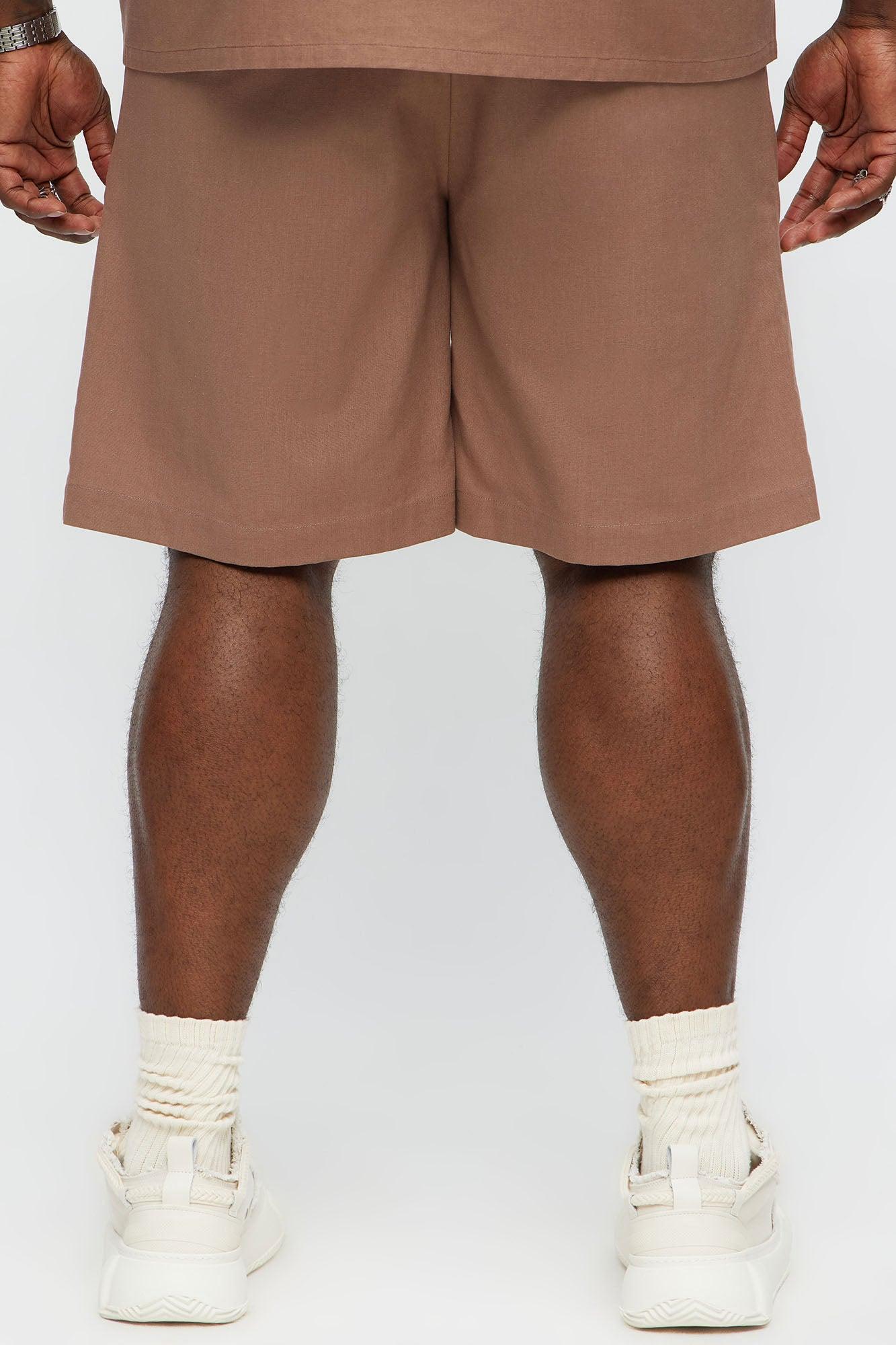 Chai Linen Like Relaxed Shorts - Brown Male Product Image