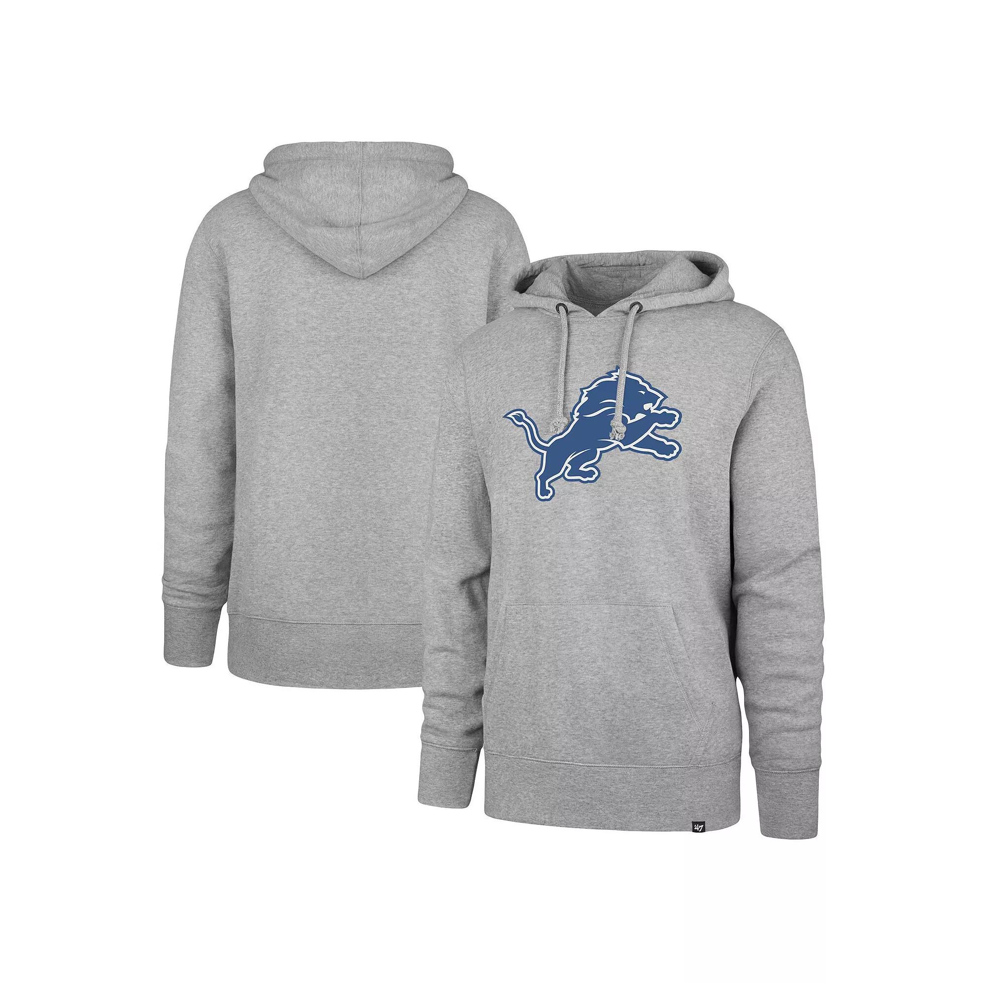 Men's '47 Gray Detroit Lions Imprint Headline Pullover Hoodie, Size: 2XL, Grey Product Image