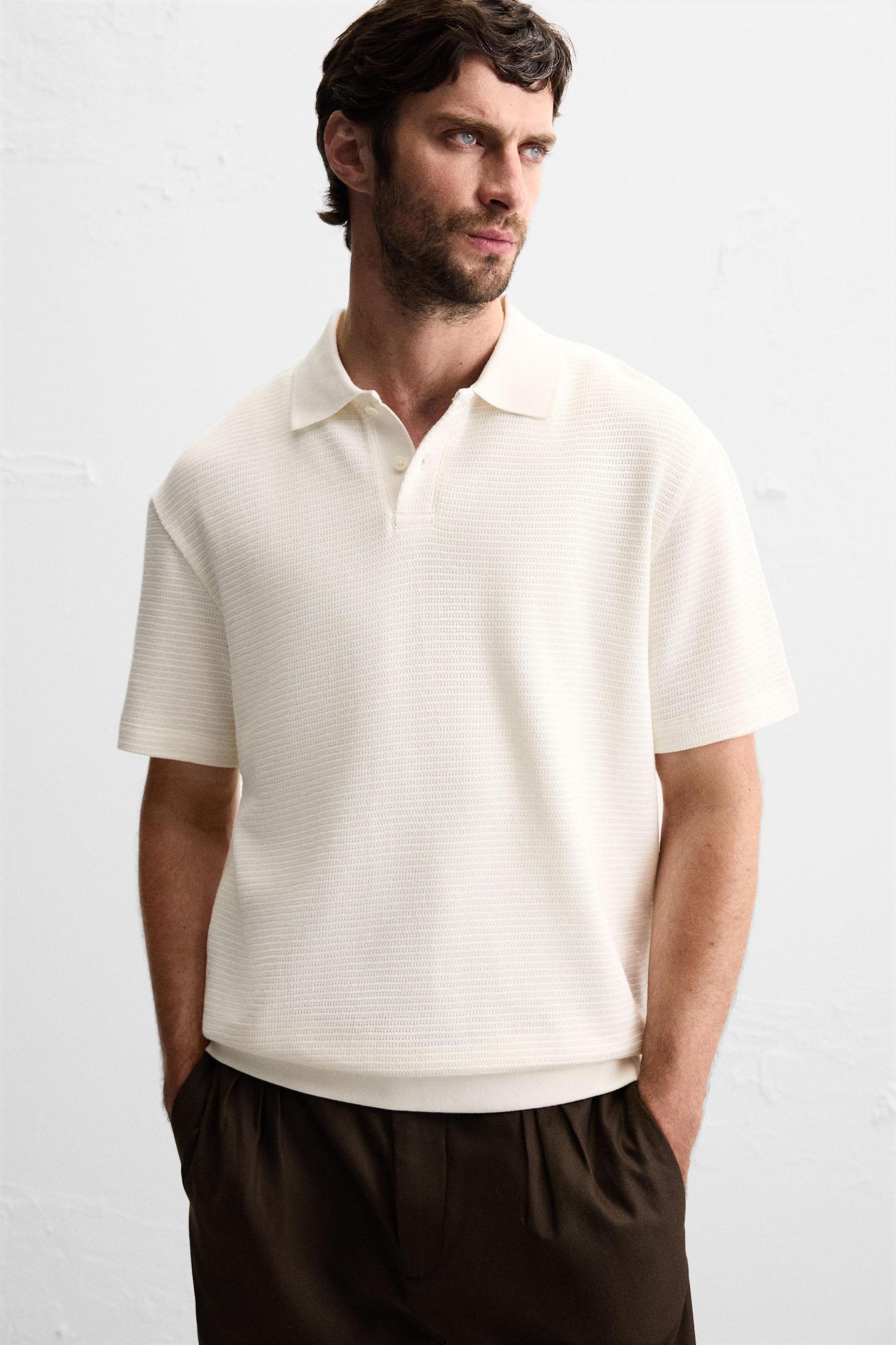 JACQUARD TEXTURED POLO SHIRT Product Image