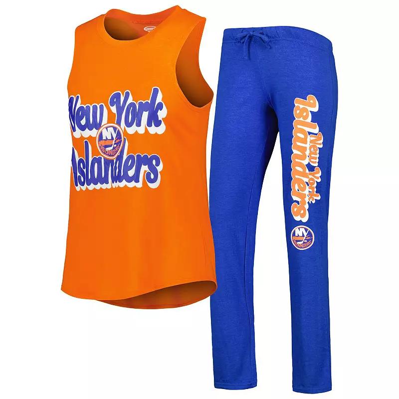 Womens Concepts Sport Heather Orange/Heather Royal New York Islanders Meter Muscle Tank Top & Pants Sleep Set Product Image