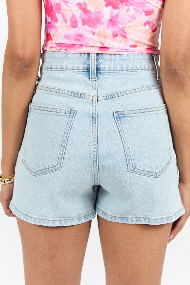 Buttoned Up Light Wash Denim Skort SALE Product Image
