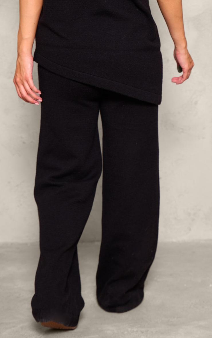 Maternity Black Knit Wide Leg Pants Product Image