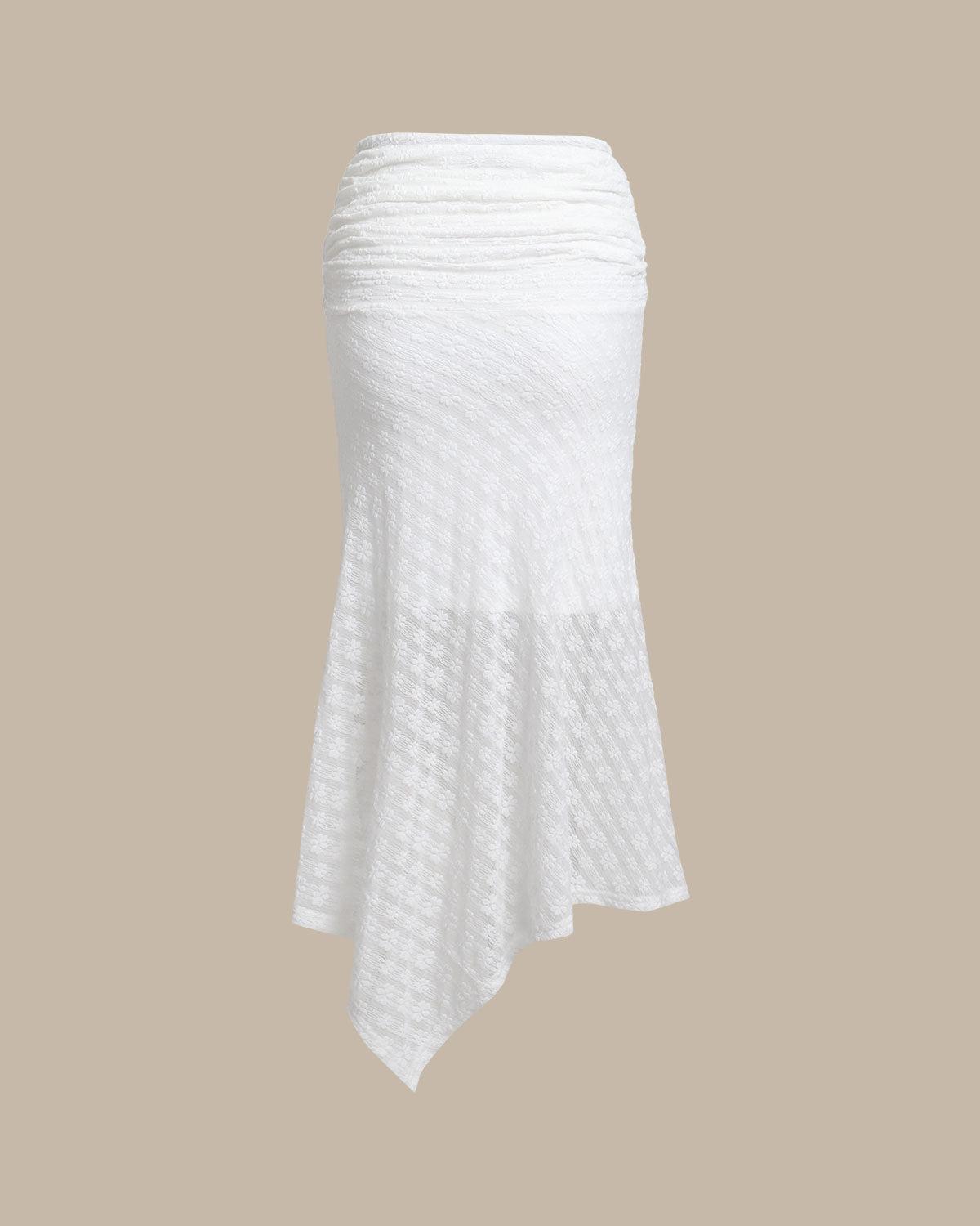 White Jacquard Mermaid Midi Skirt Product Image