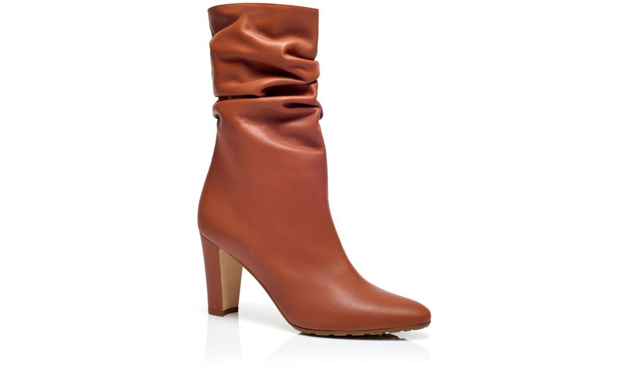 CALASSO Brown Nappa Leather Mid Calf Boots Product Image
