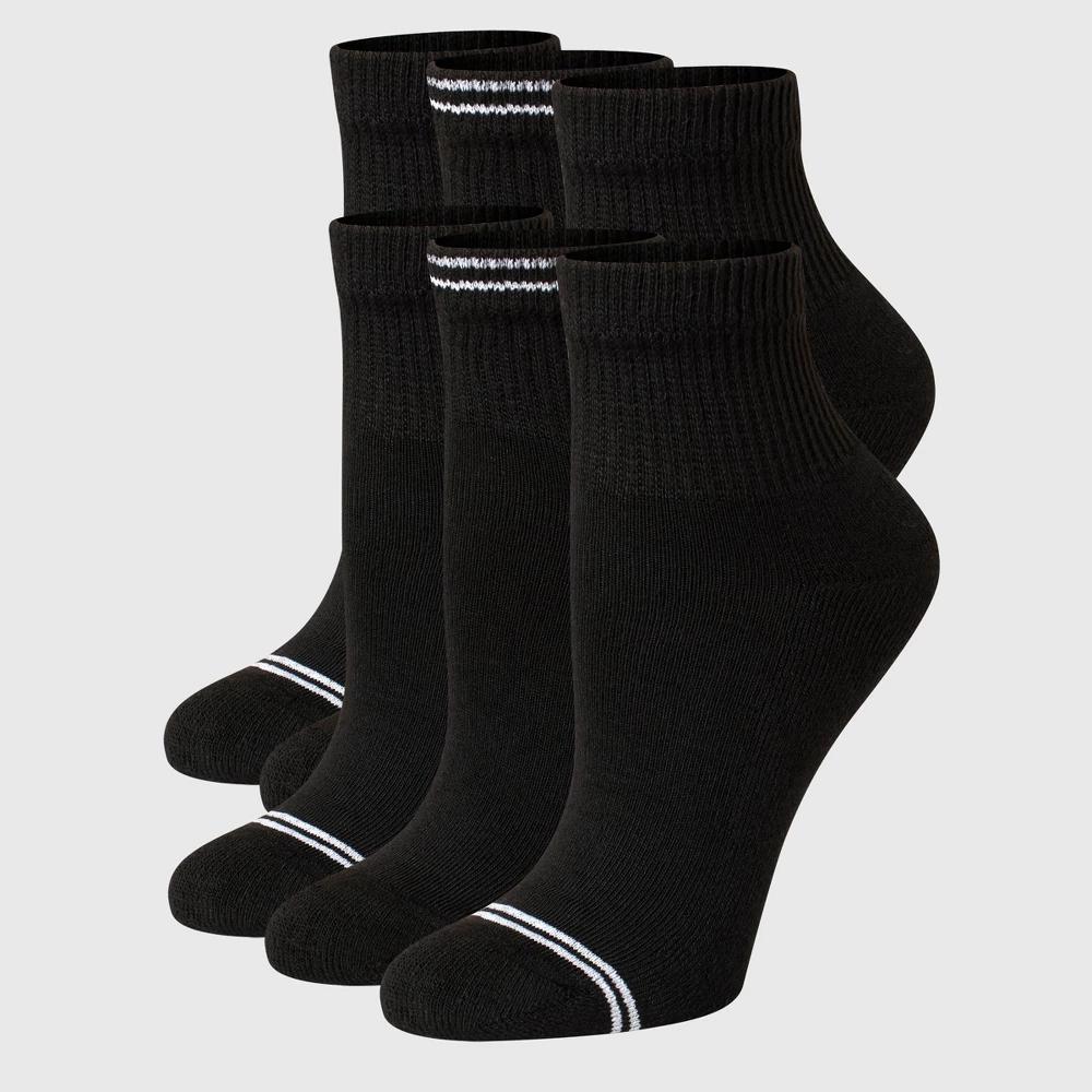 Hanes Women's Striped Cushioned 6pk Ankle Socks - White/Pink/Black 5-9: Midweight Knit, Cushioned Sole, 4-Way Stretch Product Image