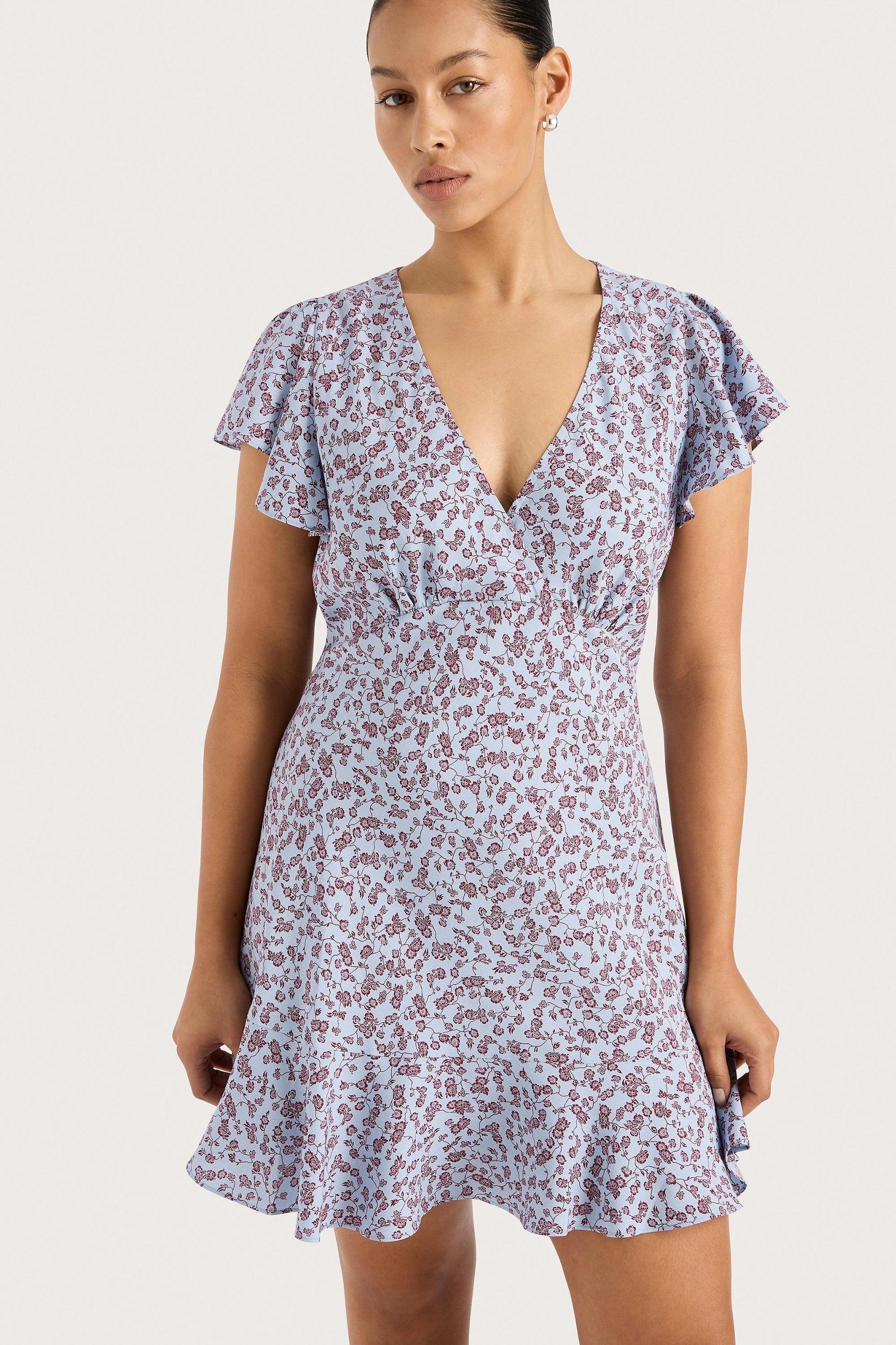 Alba Mini Dress Amaryllis Floral Blue - Final Sale Product Image