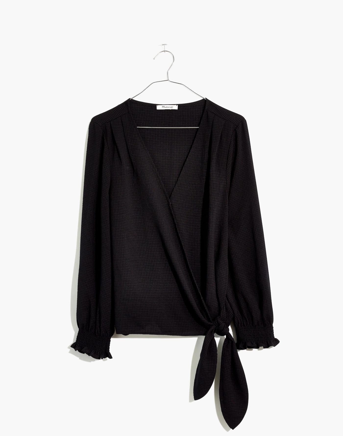 Smocked-Sleeve Wrap Top Product Image