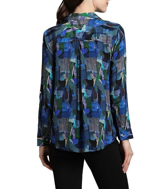 APNY Color Brushstrokes Collared Long Sleeve Button Up Top Product Image