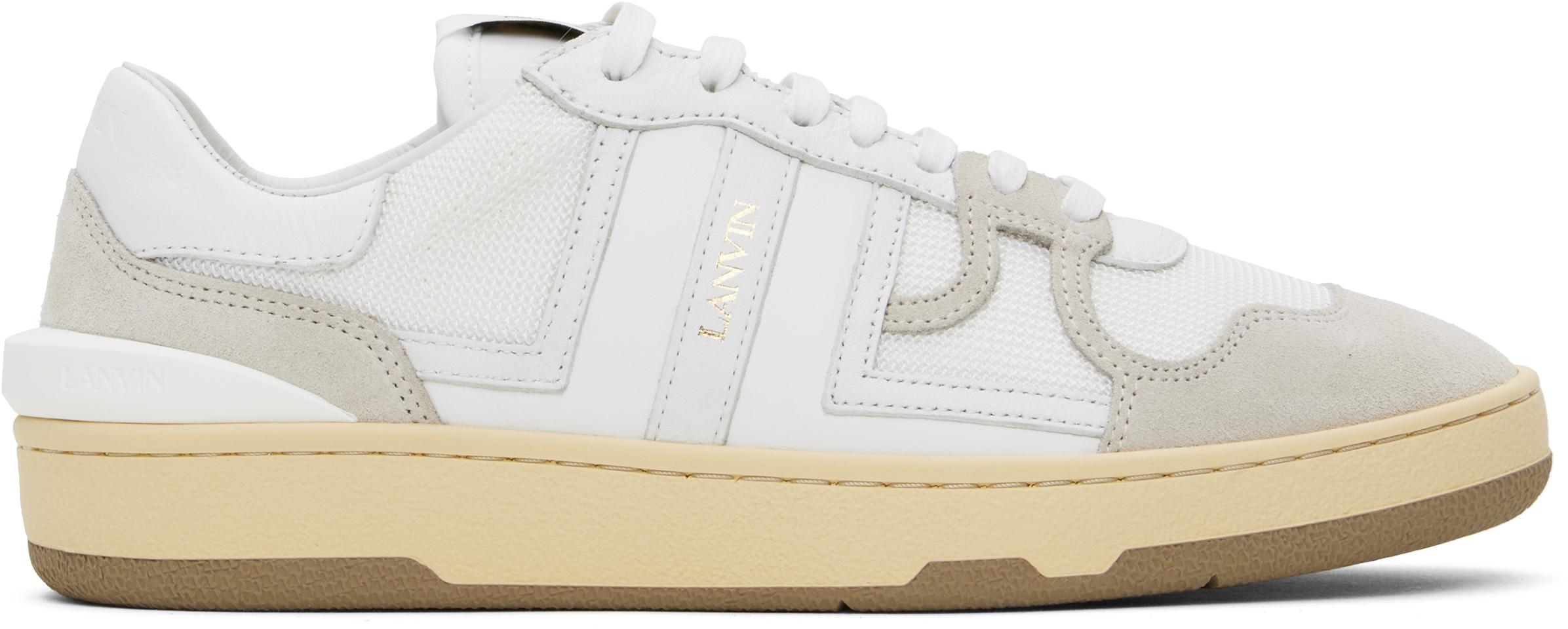 LANVIN Mesh And Leather Clay Sneakers With In White Product Image