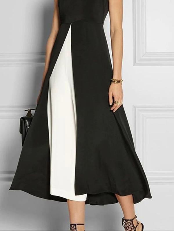 A-Line Loose Solid Color Round-Neck Vest Top Product Image