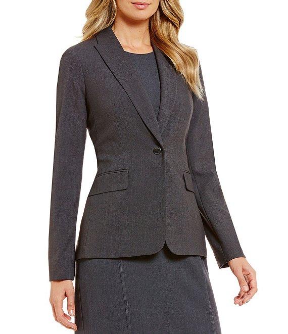 Calvin Klein Notch Lapel Long Sleeve One Button Jacket Product Image