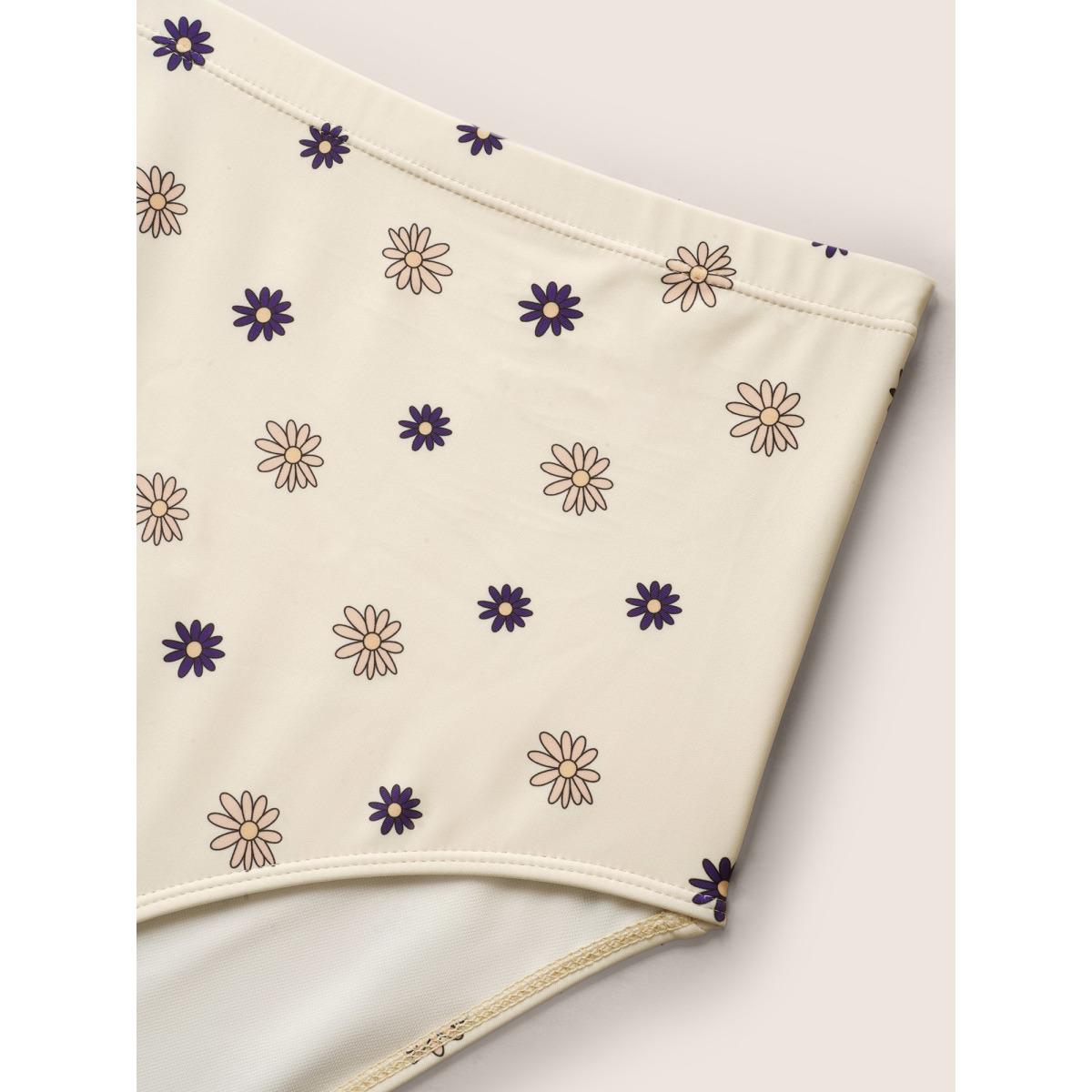 Plus Size Bandana Print Elastic Waist Gathered Swim Dress Women's Swimwear Originalwhite Beach Bodycon V-neck High stretch Curve Swim Dresses BloomChic 22-24/3X Product Image