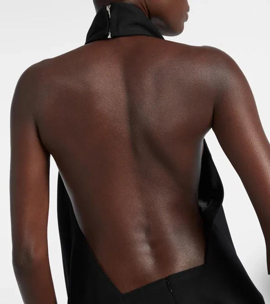 GIVENCHY Asymmetric Draped Wool Cocktail Dress In Black Product Image