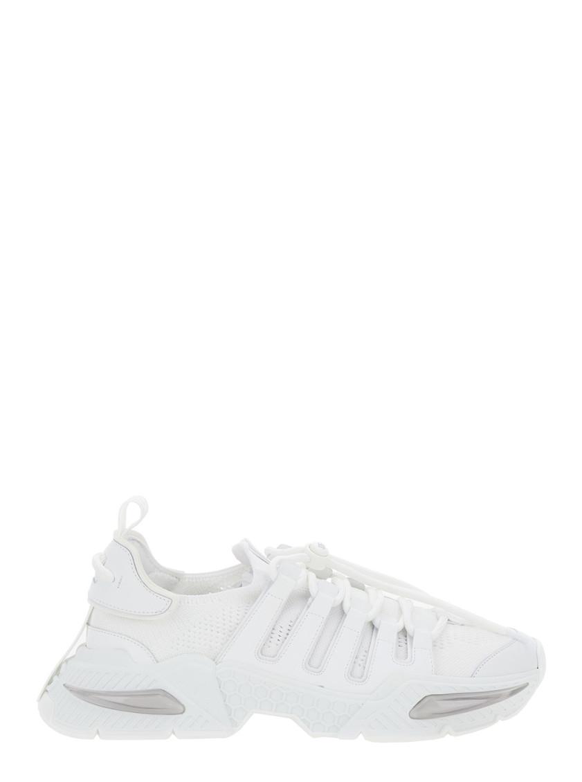 DOLCE & GABBANA White Sneakers With Modern Silhouette And Unique Lacing System Product Image