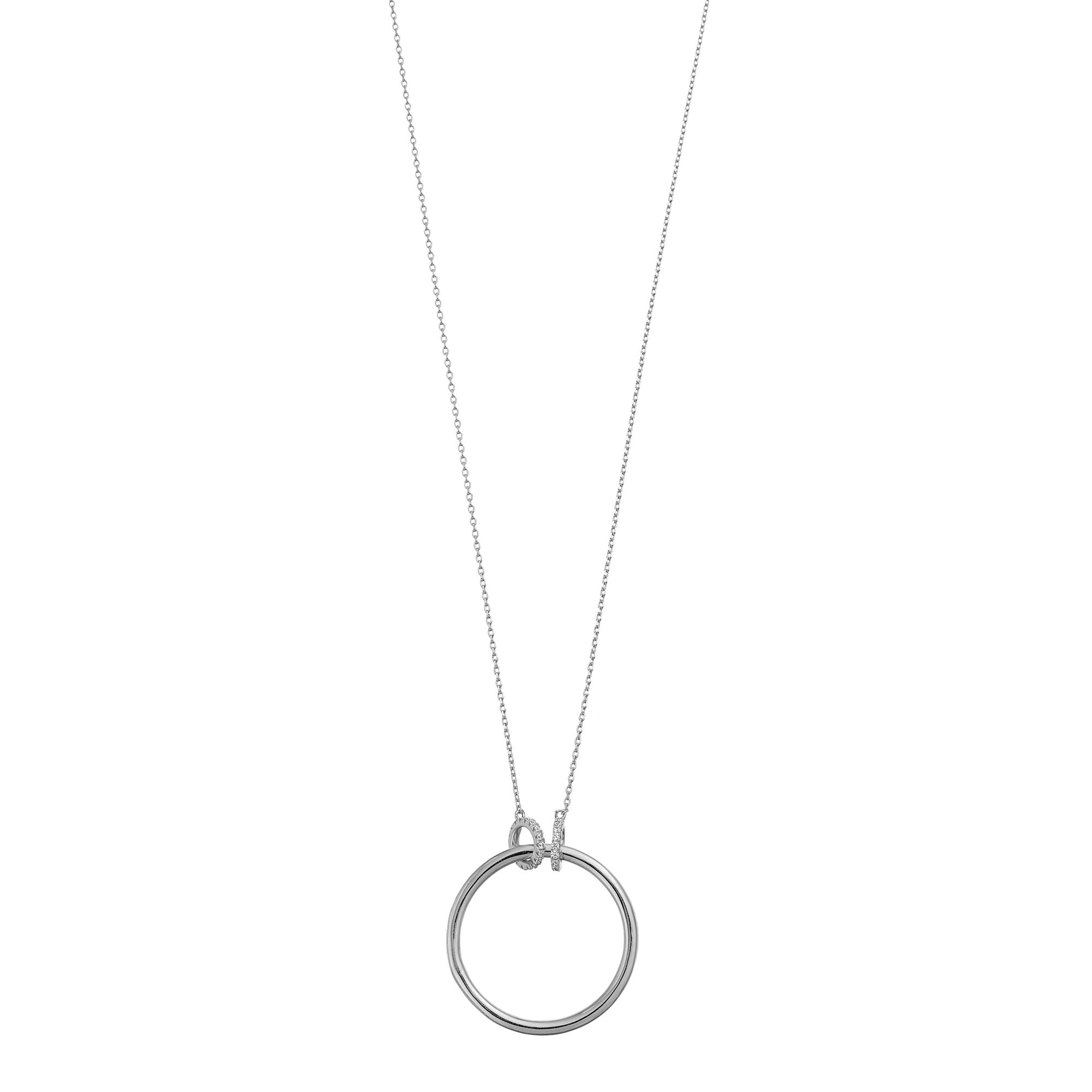 14k Gold Over Silver Cubic Zirconia Open Circle Pendant Necklace, Womens Sterling Product Image