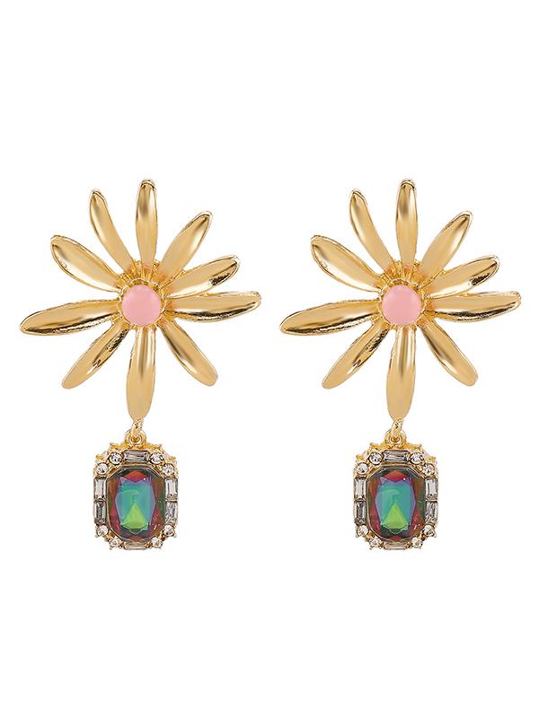 Geometric Rhine Stones Drop Earrings Product Image