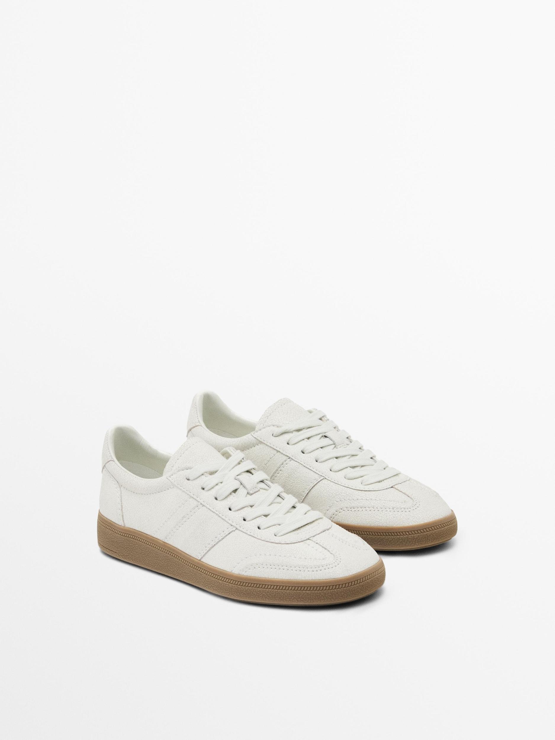 Crackled leather trainers Product Image