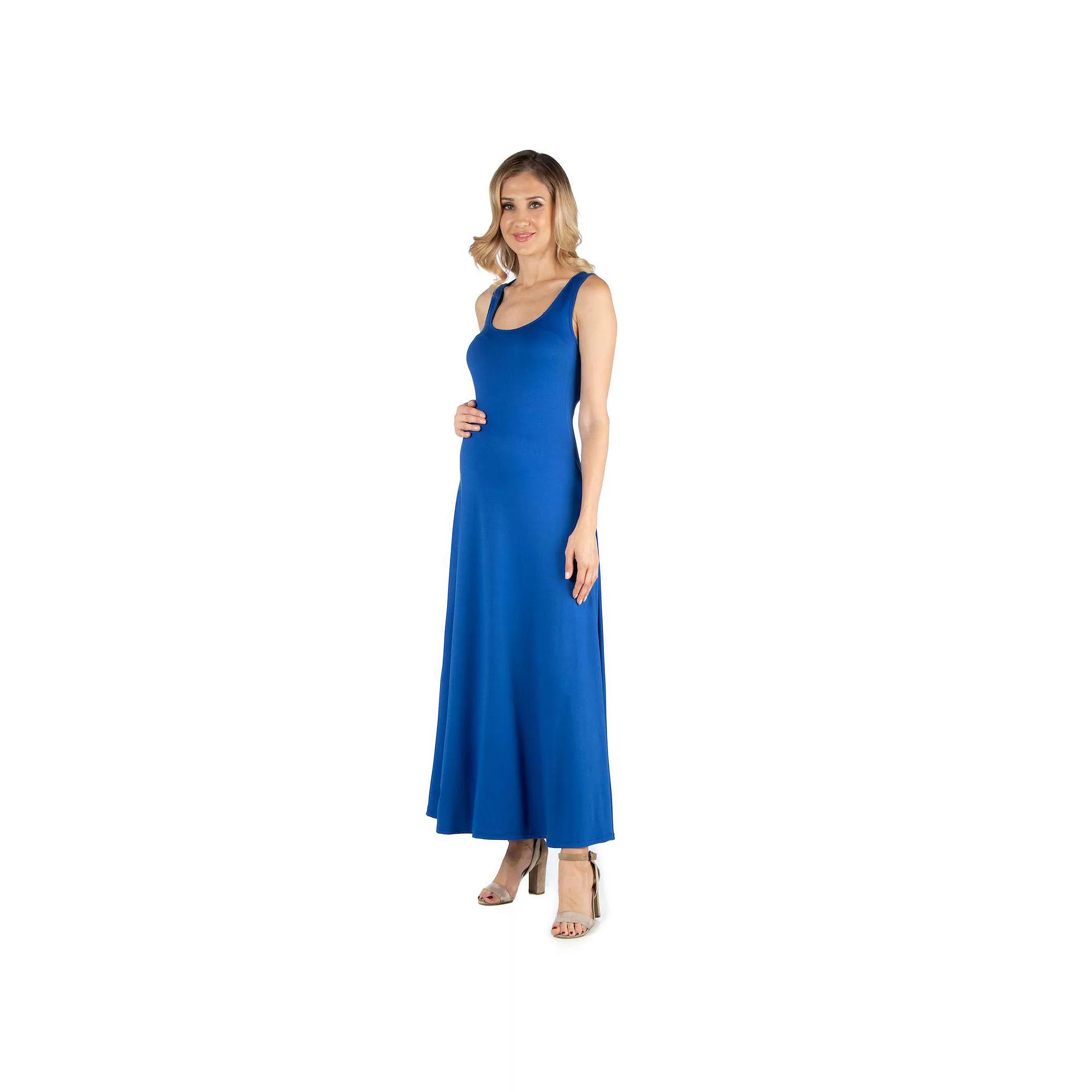 Maternity 24Seven Comfort Apparel Slim Fit A-Line Sleeveless Maxi Dress, Women's,  Product Image