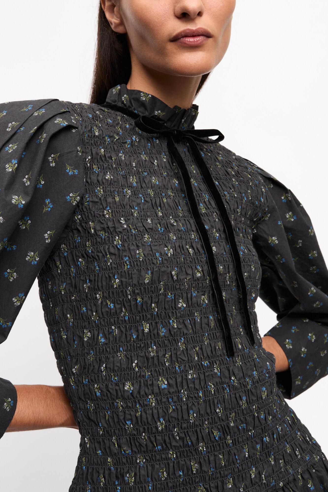 Black Printed Mini Smock Dress Product Image