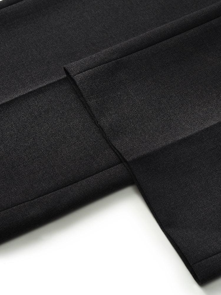 Worsted Wool Women Wide Leg Pants With Leather Belt Product Image