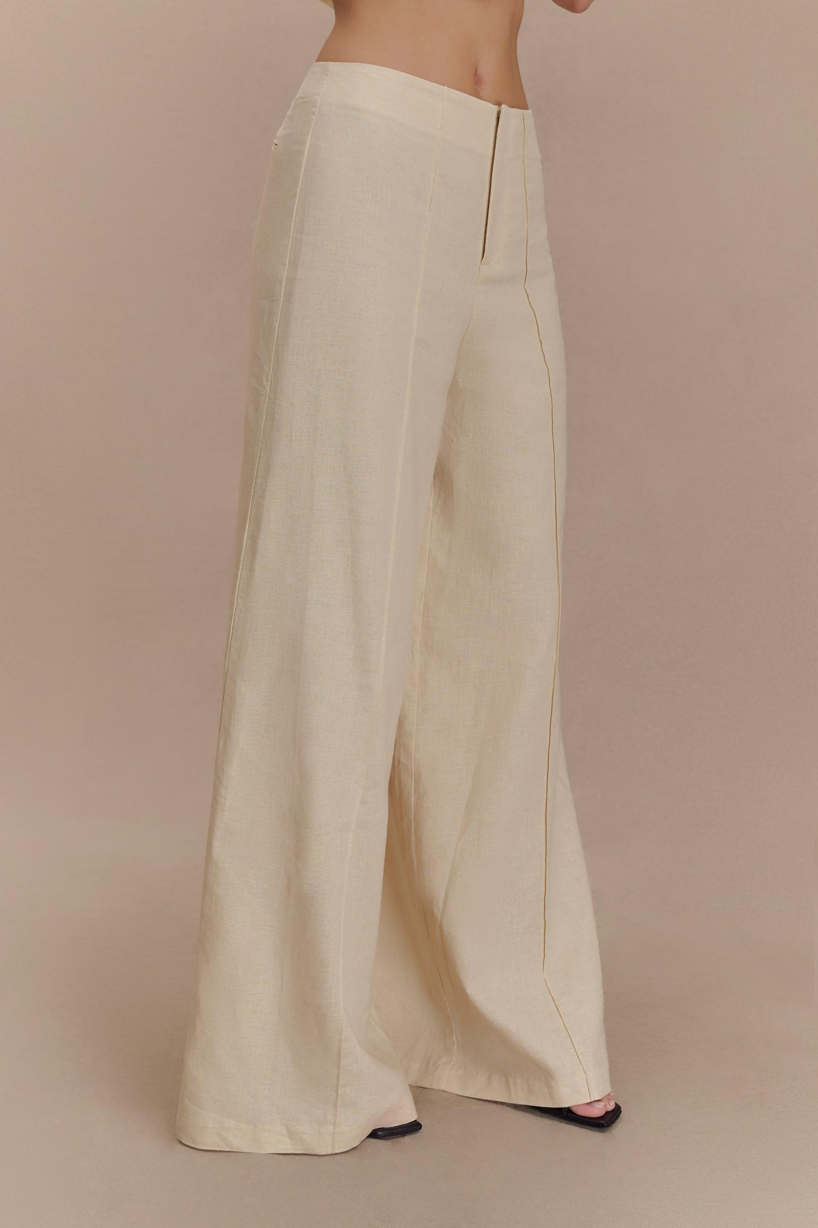 Brandi Linen Straight Leg Pant - Wheat Marle Product Image