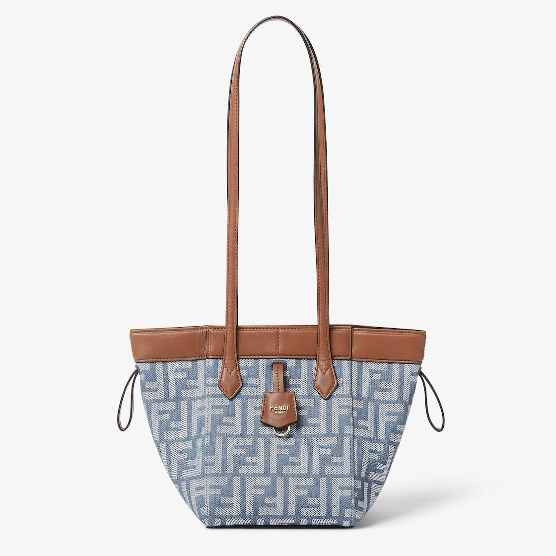 Fendi Origami MiniBlue denim-effect FF jacquard transformable mini-bag Product Image