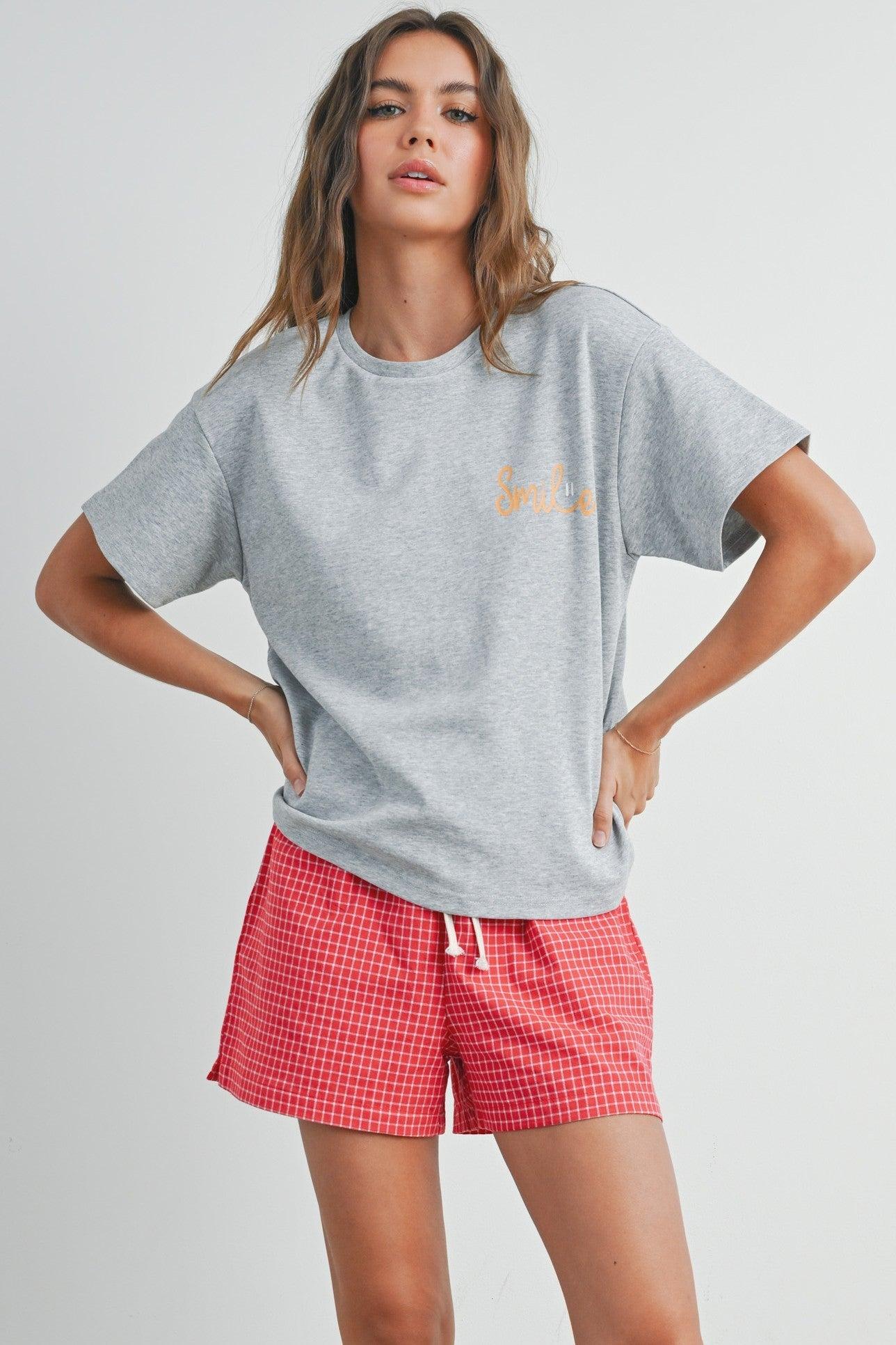 Smile Print T-shirt Product Image