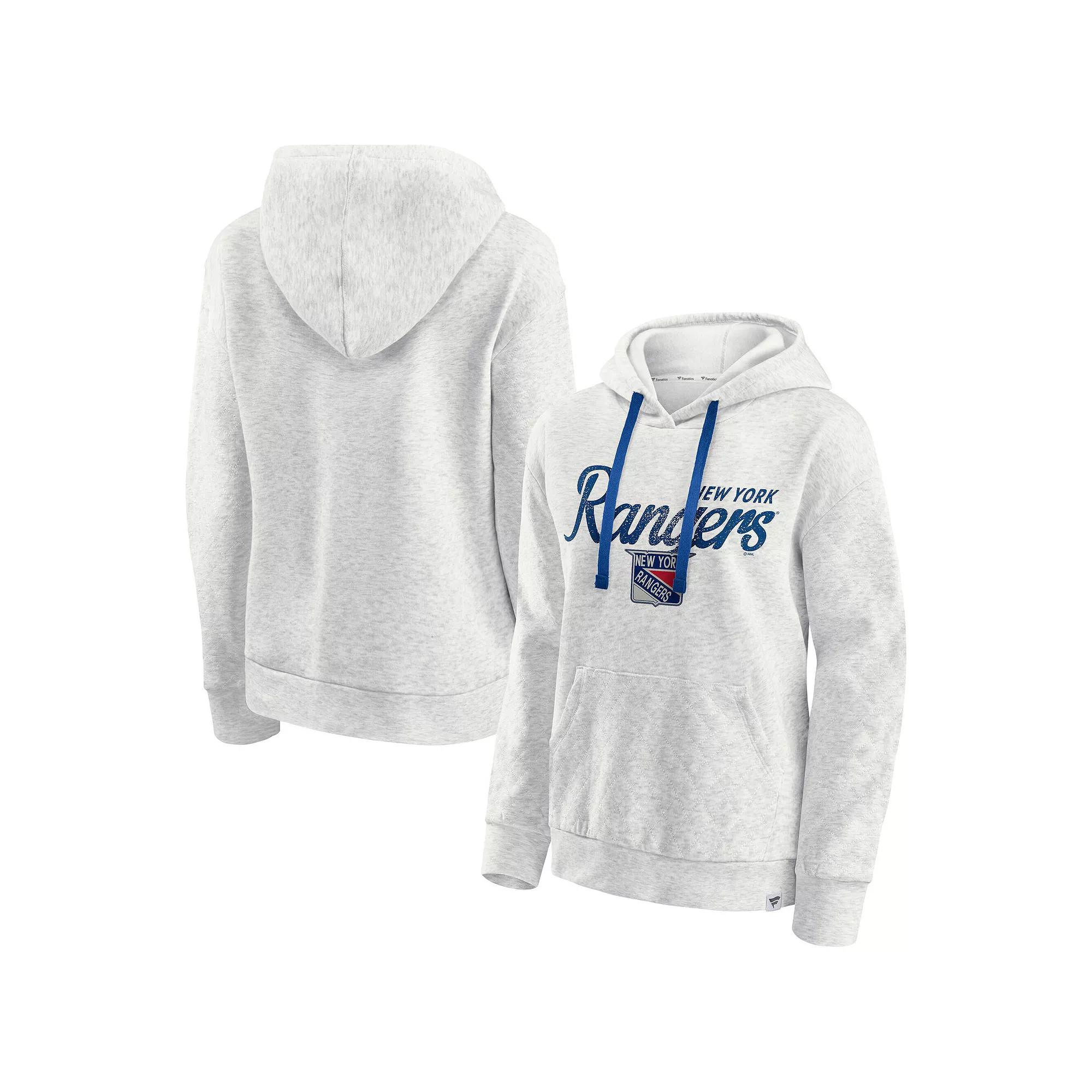 Women's Fanatics  Oatmeal New York Rangers True Classics Quilted Pullover Hoodie, Size: Large, Ran Team Product Image