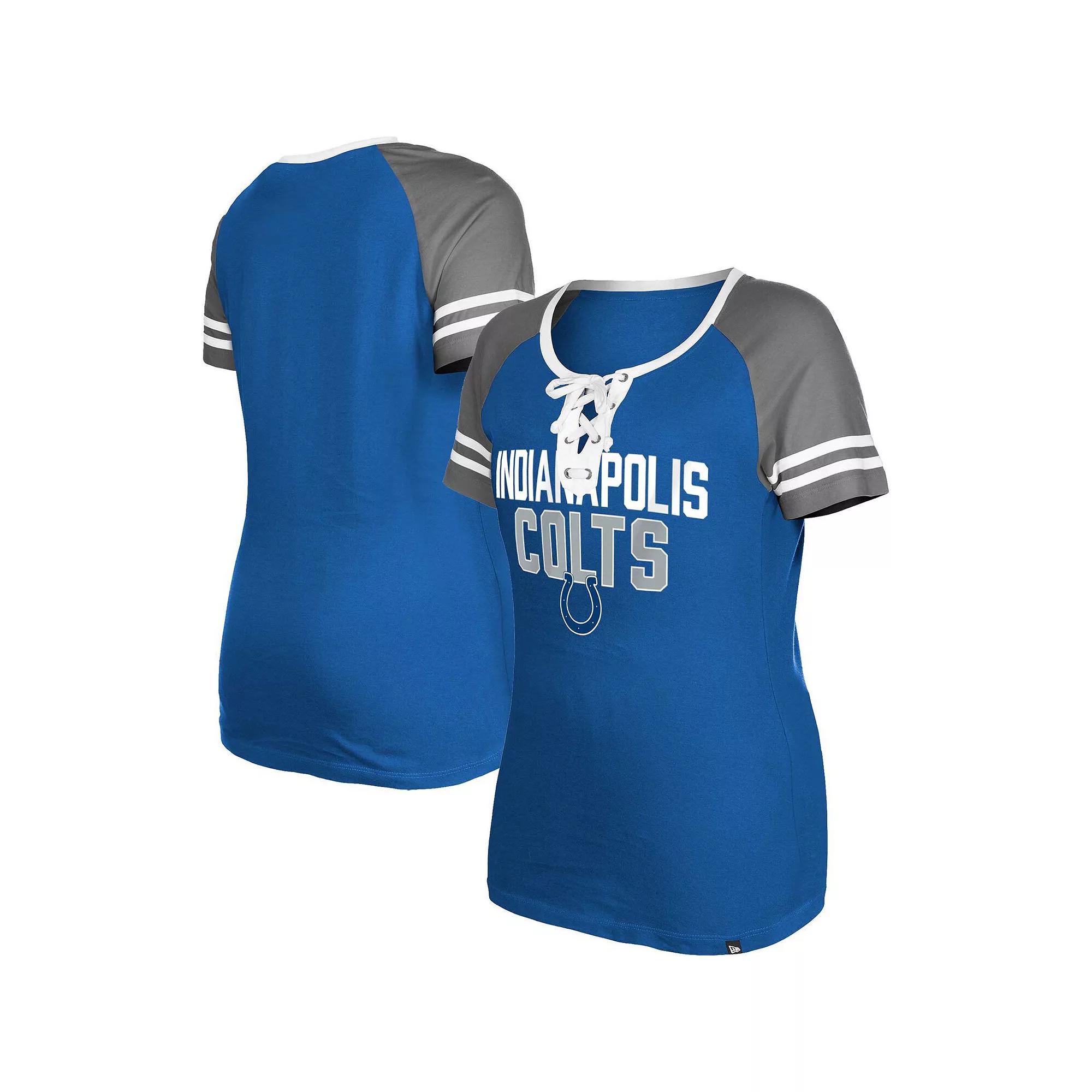 Women's New Era Navy New England Patriots Raglan Lace-Up T-Shirt,  Product Image