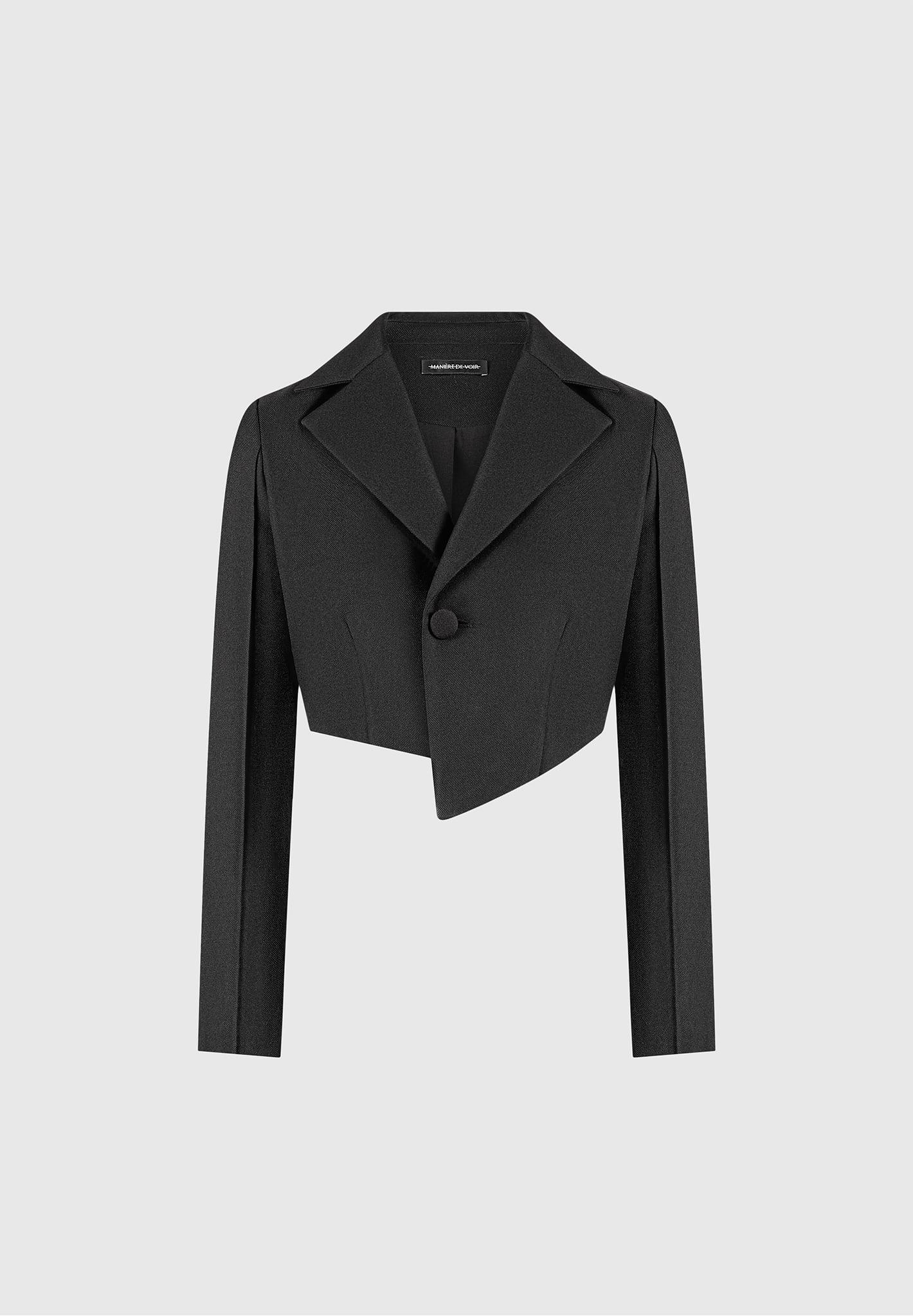 Dina - Asymmetric Tailored Cropped Blazer - Black Female Product Image