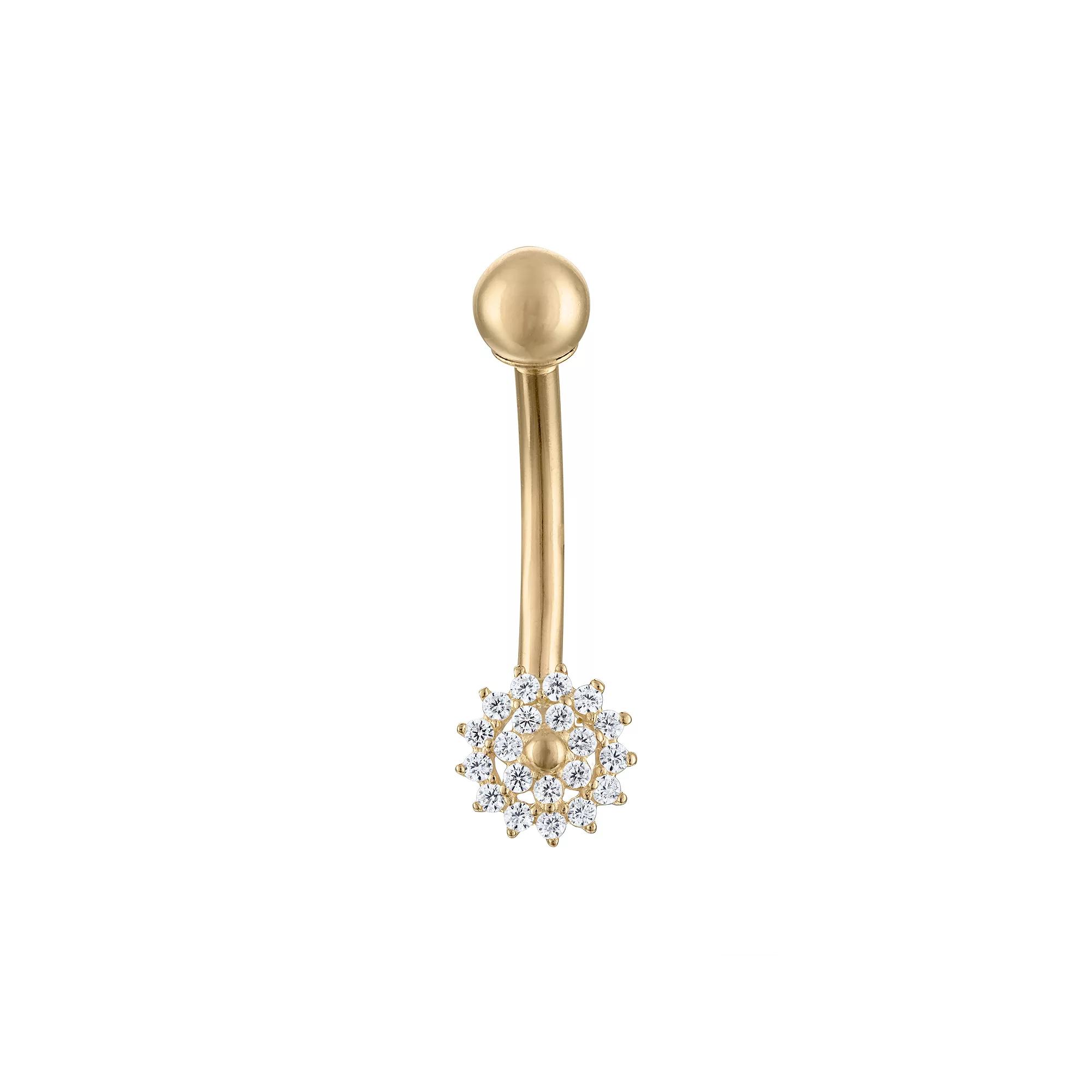 Amella Jewels 10k Gold One-Side Internally Threaded Flower-Shaped Belly Ring, Women's Product Image