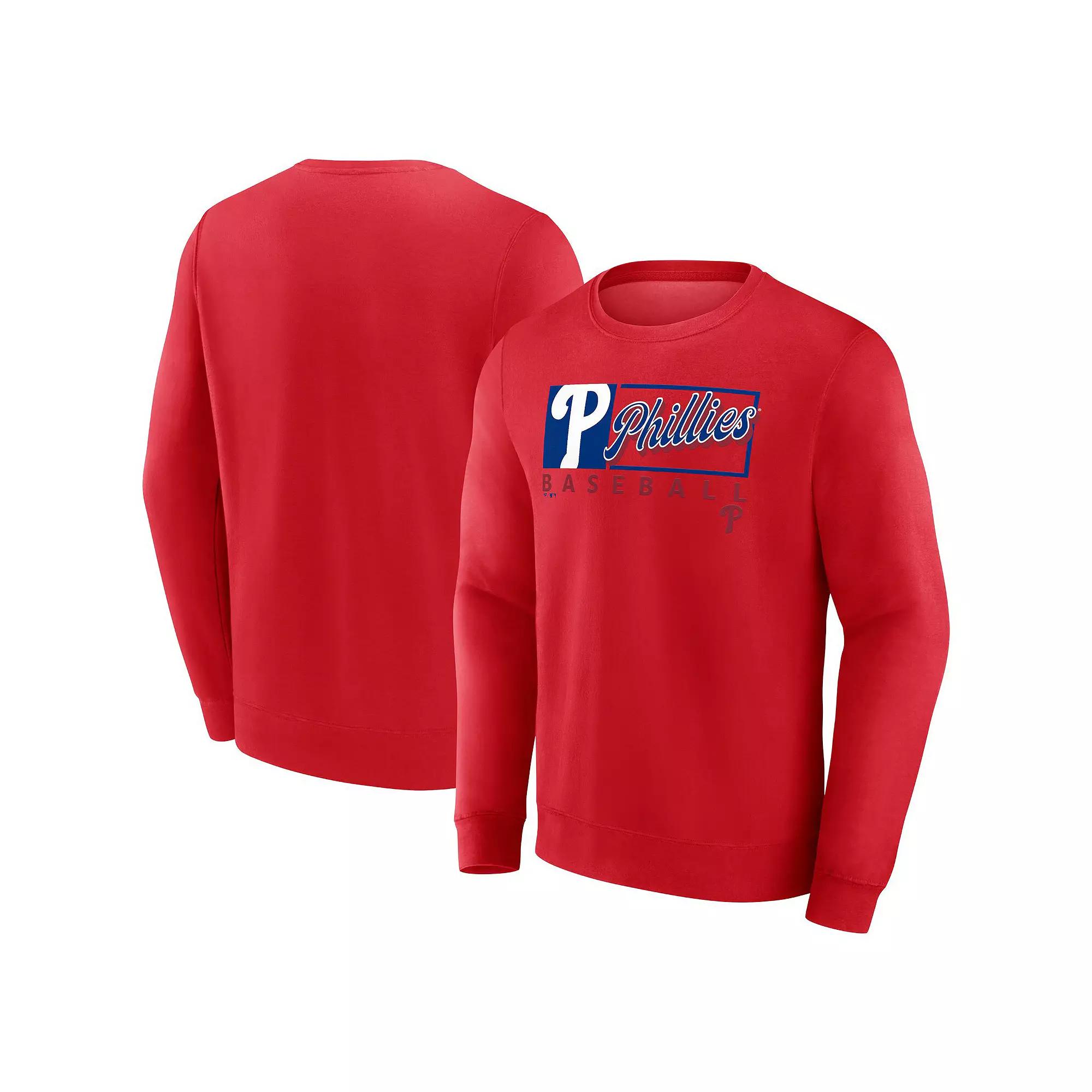 Men's Fanatics Red Philadelphia Phillies Focus Fleece Pullover Sweatshirt,  Product Image