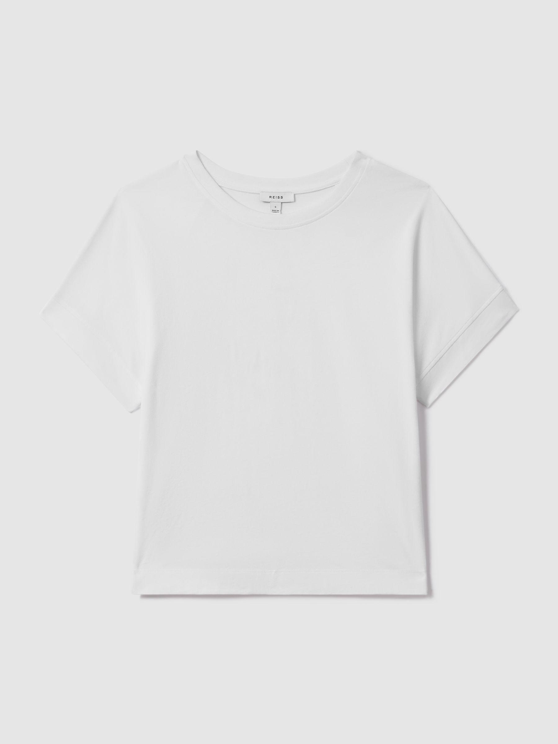 Cotton Crew Neck T-Shirt in White Product Image