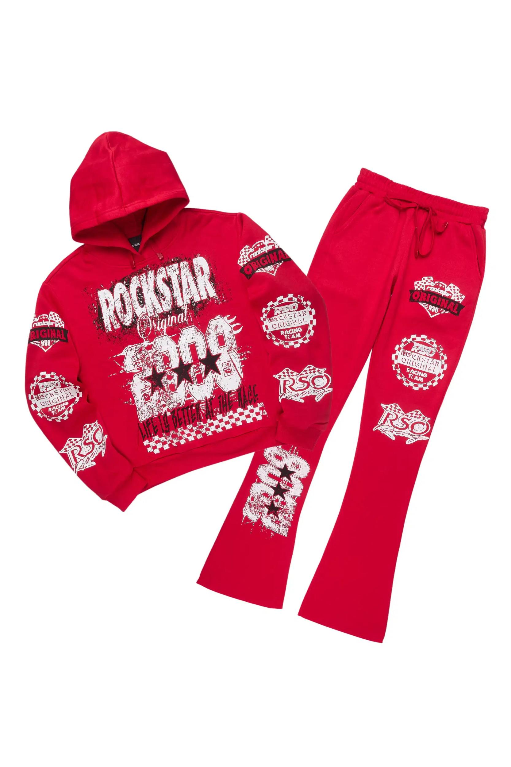 Kaydenca Red Stacked Track Set Female Product Image